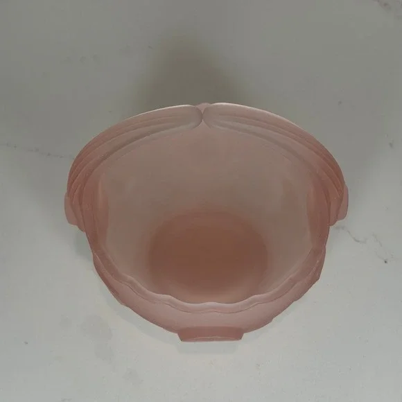 Vintage 1980s Lenox Imperial Pink Frosted Satin Glass Buttons & Bow Basket 5" - Picture 6 of 10